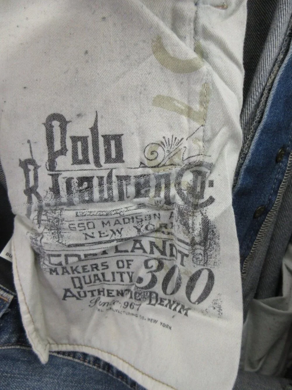 Polo Ralph Lauren Jeans 42X32 Cortland 300 Paint Splatter Distressed